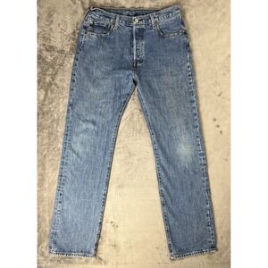 Vintage Levis 501 Jeans Mens 34x34 Blue Y2K Straight Denim Distressed Fits 34x33